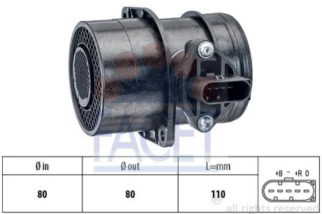 Витратомір повітря Caddy 2.0TDI 07-10/LT 2.8TDI/T5 2.5TDI 03- (10.1191) FACET 101191