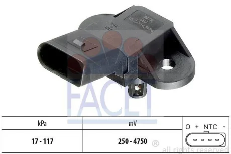 Датчик тиску наддуву (4 конт.) AUDI A3/SKODA FABIA 1.0-2.0 91- (10.3072) FACET 103072