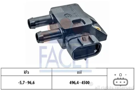 Датчик тиску вихлопних газів Toyota AVENSIS III 2.0 D-4D (ADT270_) (12-18) (10.3333) Facet FACET 103333