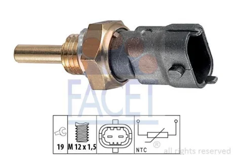 Датчик температури Jeep Renegade, Cherokee 1.6D-2.0D (14-)/Opel Astra F, G, Vectra B 1.8-2.0 16V (98-) (7.3264) FACET 73264