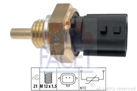 Датчик температури (2 конт./чорний) Trafic/Logan/Duster 1.2-2.0 02- (7.3341) FACET 73341