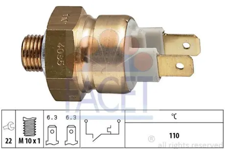 Датчик вмикання вентилятора 80/A6 1.6-2.3 85-98 (7.4085) FACET 74085