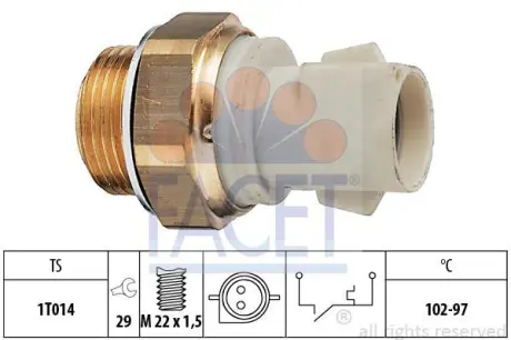 Датчик вмикання вентилятора Ford Escort/Fiesta/Focus/Orion/Scorpio/Sierra 1.1-3.0 82-04 (7.5137) FACET 75137