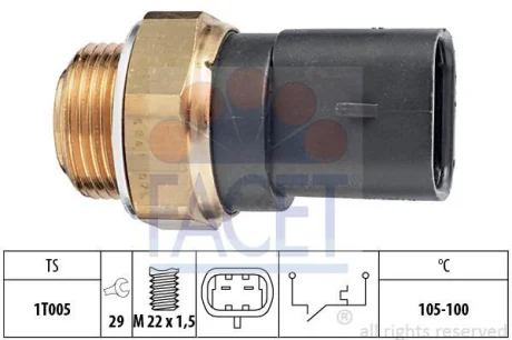Датчик вмикання вентилятора ASTRA/VECTRA A,B/OMEGA A,B 1.0-3.0 86-03 (105°C-100°C) FACET 7.5241