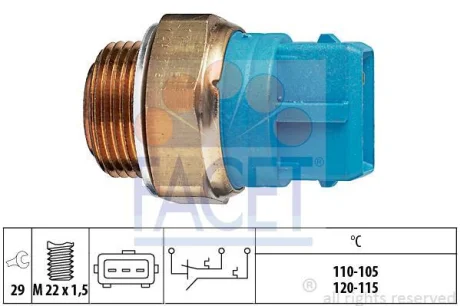 Датчик вмикання вентилятора VECTRA В 1.6-2.6i 95-03 (110-105°C;120-115°C) FACET 7.5680