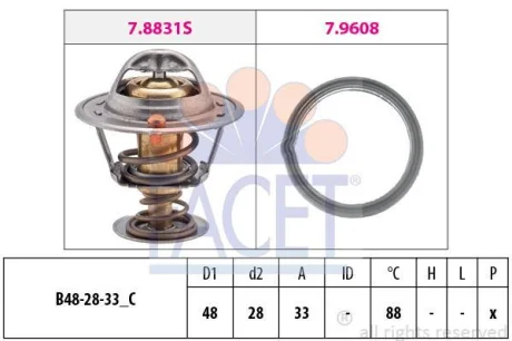 Термостат (с прокладкой) Hyundai i10 (07-) 1.1i (7.8831) Facet FACET 78831
