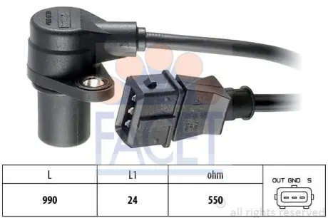 Датчик обертів коленвала Opel Kadett E/Omega A/Vectra A 1.6-3.3 (85-03) (9.0073) FACET 90073