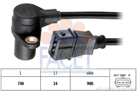 Датчик обертів коленвала Audi A6/A8/VW Passat 2.3-2.8 i (95-) (9.0214) FACET 90214
