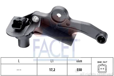 Датчик обертів коленвала Citroen Berlingo, C3,C4, NEMO/Peugeot 206 1.0-1.6ALK 90- (9.0298) FACET 90298