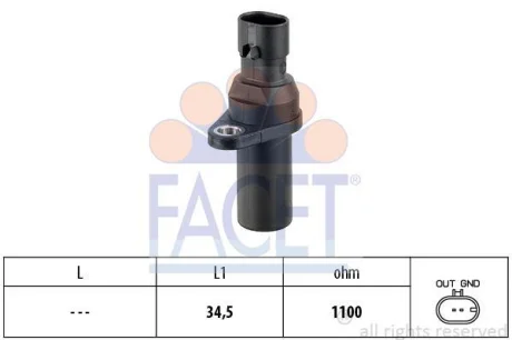 Датчик обертів коленвала Doblo/Fiorino/Qubo 1.4 09- (9.0378) FACET 90378