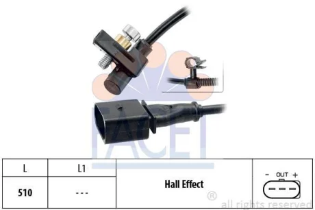 Датчик колінвала VW CADDY II,GOLF III,POLO,VENTO 1.0/1.4 91-05 FACET 9.0446