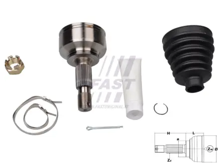 ШРУС колісний 28/34 шліца Peugeot Expert 1.6 HDi FAST FT25090K