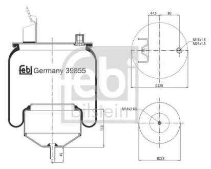Сильфон пневматичної підвіски FE39855 FEBI BILSTEIN 39855