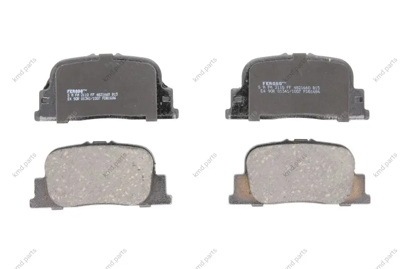 Комплект гальмівних колодок задн, TOYOTA CALDINA, CAMRY, OPA, PRIUS 1.5H-3.0 08.96-12.09 FERODO FDB1686 (фото 1)