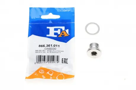 Болт зливу оливи + шайба Porsche Cayenne 02- (M18x1.5) FA1 Fischer Automotive One (FA1) 866.361.011