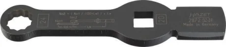 (EN) Ring-end wrench квадрат / 12-кутна, тип: пряме, довжина: 219 мм, 1 шт, до гальмівного затискача HAZ 2872SZ-24 HAZET 2872SZ24