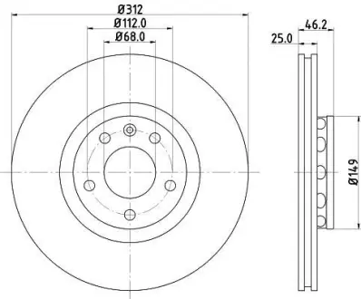 Диск гальмівний з покриттям PRO передній PAGID HELLA 8DD355107521
