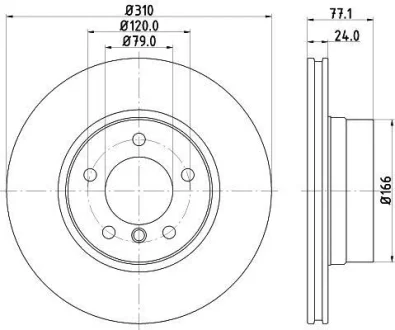 Гальмівний диск перед. E60/E61 03-10 Pro HELLA 8DD355109-901