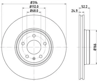Диск гальмівний з покриттям PRO передній PAGID HELLA 8DD355113881