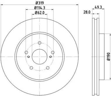 Диск гальмівний з покриттям PRO передній PAGID HELLA 8DD355114981