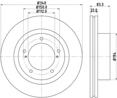 Диск гальмівний з покриттям PRO передній PAGID HELLA 8DD355116551