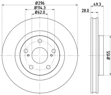 Диск гальмівний з покриттям PRO передній PAGID HELLA 8DD355118561