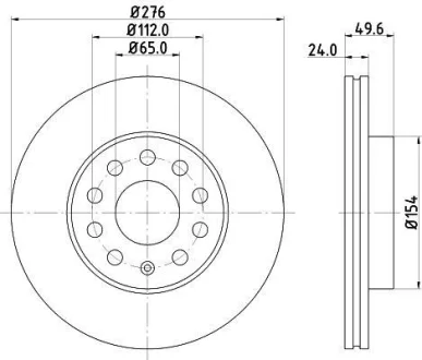 Диск гальмівний з покриттям PRO передній PAGID HELLA 8DD355122721