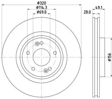 Диск гальмівний з покриттям PRO передній PAGID HELLA 8DD355125121