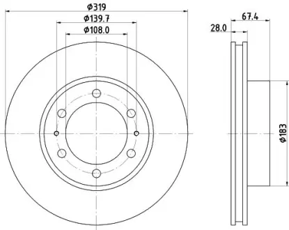 Диск гальмівний з покриттям PRO передній PAGID HELLA 8DD355126771
