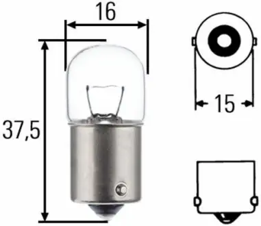 Лампа розжарювання R5W 24V 5W BA15s HELLA 8GA002071241