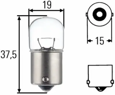 Лампа розжарювання R10W 24V 11W BA15s HELLA 8GA002071251