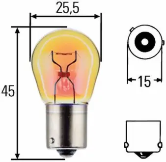 Лампа розжарювання PY21W 24V 21W BAU 15s Amber HELLA 8GA006841241