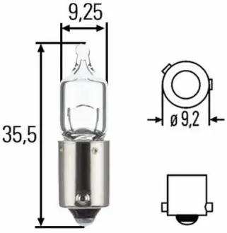 Лампа розжарювання H6W 12V 6W BAX 9s HELLA 8GH007643121