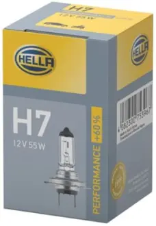Лампа розжарювання H7 12V 55W PX26d +60% HELLA 8GH223498231