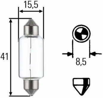 Лампа розжарювання 24V 15W SV 8,58 HELLA 8GM002091261