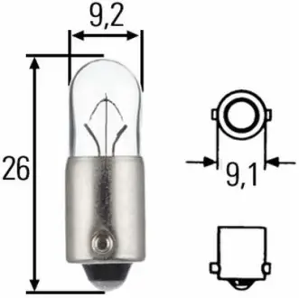 Лампа розжарювання T4W 24V 4W BA9s HELLA 8GP002067241