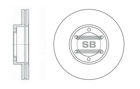 Диск гальмівний (кратно 2) передній (вентильований) Kia Pregio (-05) (D=257.8mm) HI-Q Hi-Q (SANGSIN) SD2027