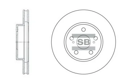 Диск тормозной (кратно 2) передний (вентилируемый)Toyota Prius (-09) (D=255.0mm) Hi-Q (SANGSIN) SD4013