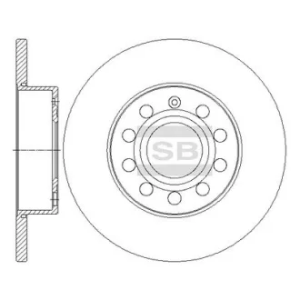 Диск тормозной (кратно 2) задний Audi A3 (06-) (D=259.8mm) Hi-Q (SANGSIN) SD5407