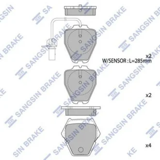 Колодки гальмівні передні Audi A4 (-01), A6 (-05), VW Phaeton (3D) (02-) HI-Q Hi-Q (SANGSIN) SP1790