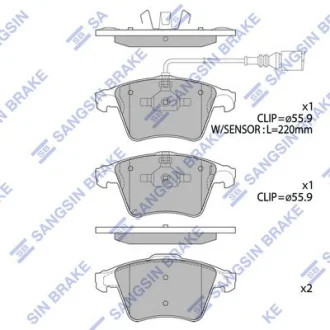 Колодки гальмівні передні VW Multivan V 16inch (09-) HI-Q Hi-Q (SANGSIN) SP1979