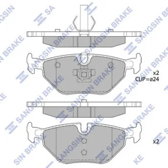 Колодки тормозные задние (дисковые) BMW 3 (-05), 5 (01-), SAAB 9-5 (YS3E) (-09) Hi-Q (SANGSIN) SP2162