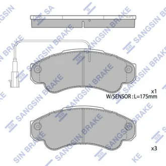 Колодки гальмівні передні Citroen Jumper (02-), Fiat Ducato (02-), Peugeot Boxer (02-) HI-Q Hi-Q (SANGSIN) SP4033