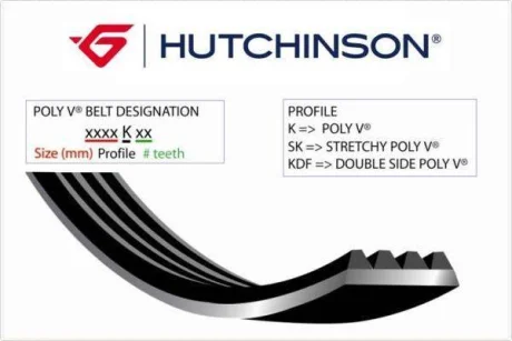 Ремінь генератора Ford Transit 2.2 TDCi 12- HUTCHINSON 1687 K 6