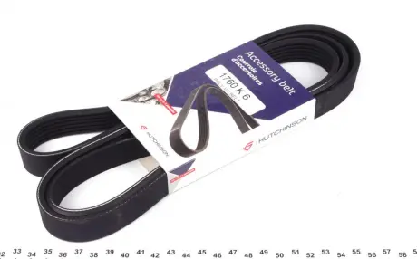 Ремінь генератора MB W202/203/VW/Audi 2.4/2.8i (6PK1760) HUTCHINSON 1760 K 6