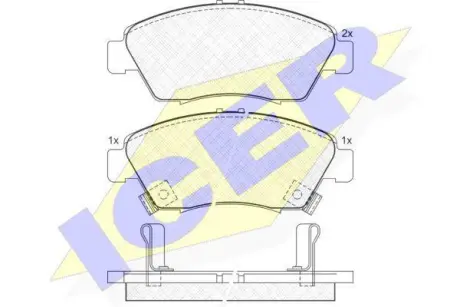 Колодки гальмівні (передні) Honda Civic V/VI/VII 91-05/CRX III 92-98/Jazz 08-14 ICER 180959