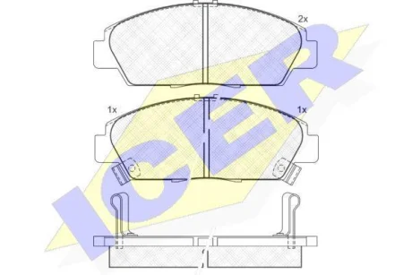 Колодки гальмівні (передні) Honda Accord V 92-98/Prelude III/IV/V 86-01/Rover 600 93-00 ICER 181020