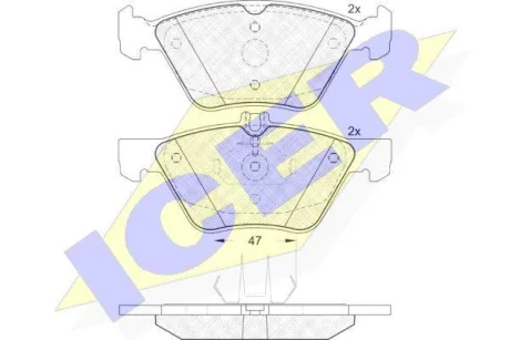 Колодки гальмівні (передні) MB E-class (W210/W211)/Chrysler Crossfire 96-08 ICER 181259