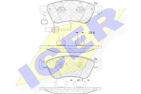 Колодки гальмівні (передні) Audi A6 04-11/A8 96-/Seat Ibiza 03-04/VW Phaeton 02-16 (+датчики) ICER 181725