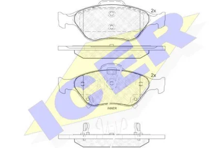 Колодки гальмівні (передні) Toyota Yaris 05- ICER 181877